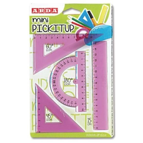 ARDA MINI KIT DISEGNO 45°12 CM + 60°/12 CM + R15 CM + 180° 10 CM
